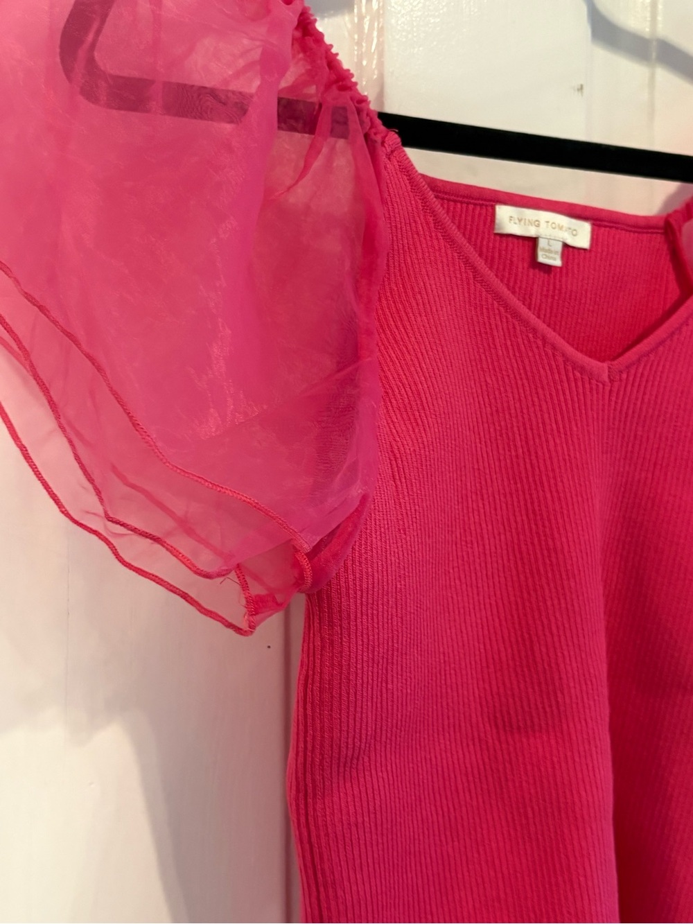 Vintage-Inspired - Showstopper Ribbed Sweater Top in Pink